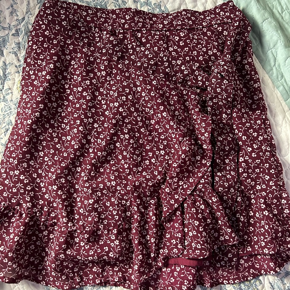 Hollister Red Faux Wrap Skirt